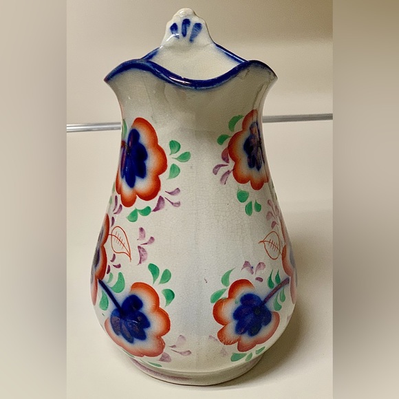 19th Century Gaudy Welsh Grape Pattern Hand Painted Luster Jug Handled Pitcher - Picture 9 of 16